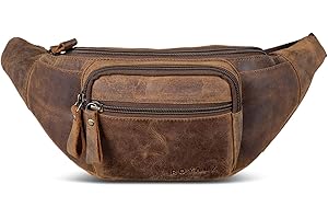 Riñonera ROYALZ 'Alabama' riñonera de Cuero para Hombres y Mujeres, Estilo Retro Vintage, riñonera, riñonera Plana