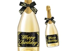 Giftota 2 Etichette per Bottiglie di Compleanno e Fiocchi Regalo, Etichette Personalizzate, autoadesive, per Spumante e Vino Spumante, Decorazione di Compleanno, Regalo di Compleanno per Uomini e