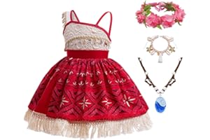 DGMYFY Vestito Principessa Oceania Bambina con Collana Fluorescente,Braccialetto di Conchiglie,Ghirlanda di Corone Vestito Oceania Costume Hawaiana Compleanno Carnevale Cosplay