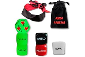 XUBEC 6 Dados para Pareja + Antifaz + 1 Bolsa De Terciopelo + Targeta con Instrucciones - Dados Noche (Previa Exposición a la luz) - Regalo Original Parejas - Todos Son de la Misma Medida (2cm x 2cm)