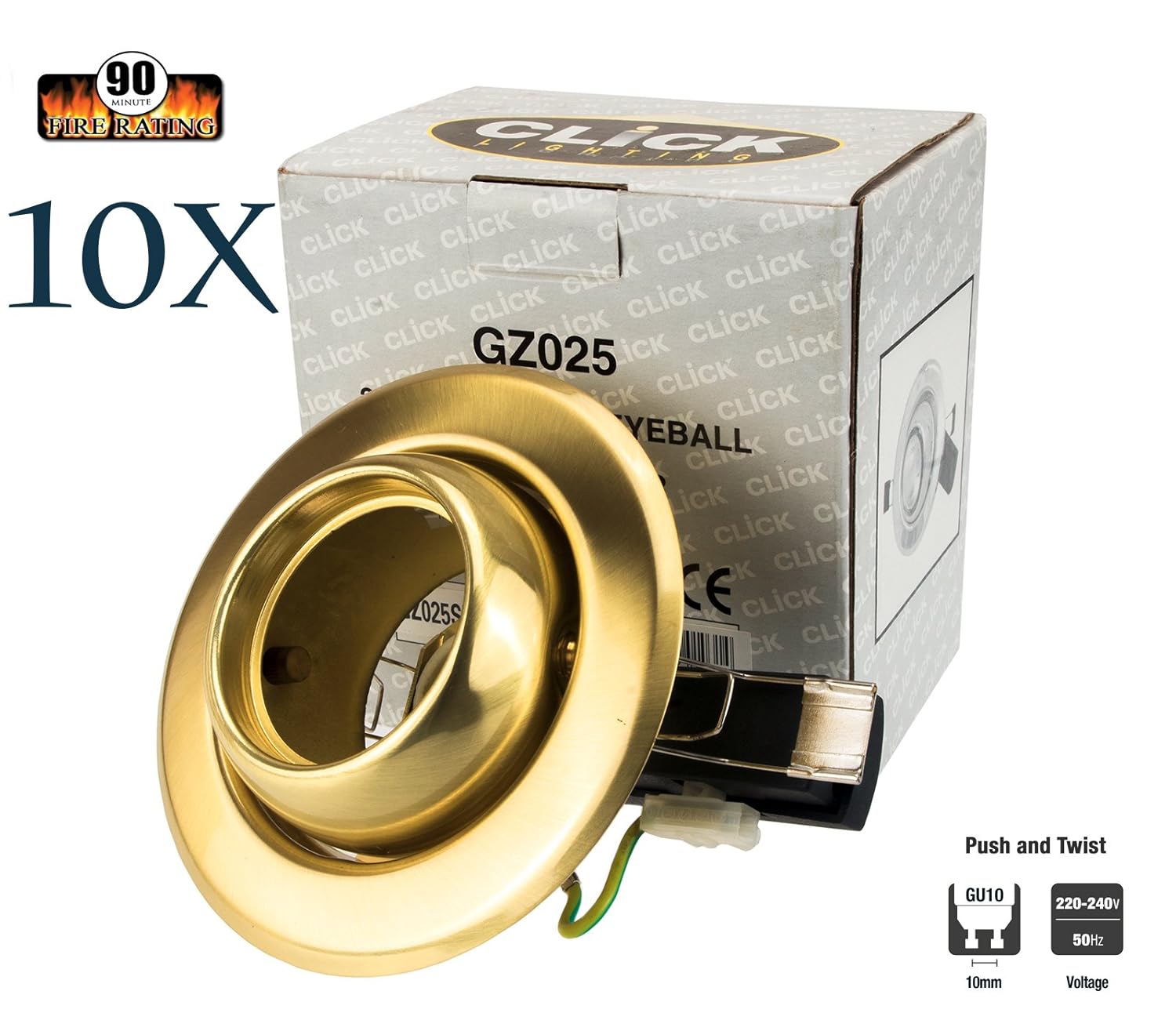 10x Click GU10 Recessed Downlight Spotlight Tiltable Eyeball w/LED