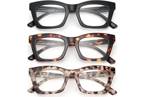 KoKoBin 3 Pack Oprah occhiali da lettura luce anti-blu da donna Oversize Occhiali da computer quadrati di moda