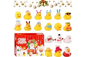 KOMEIYL Calendrier de L'avent Canards en Caoutchouc 2025, 24 Days Petit Canard Jaune Calendrier Compte à Rebours Noël, S'applique à Comme Cadeau Noël Donner Amateurs Canards Enfants