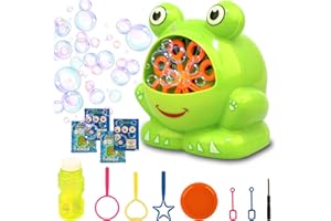 K KUMEED Bubble Machine Automatic Bubble Maker Toy for Kids with 4 Packs of Liquids And a Set of Bubble Blowing Tools,Portable High Power Bubble Machine,Ideal for Parties and Wedding Birthdays