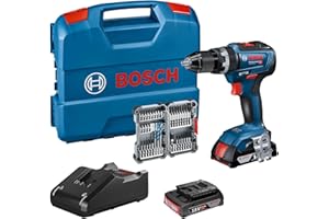 ‎BOSCH PROFESSIONAL Bosch Professional 18V System Akku Schlagbohrschrauber GSB 18V-55 (max. Drehmoment 55 Nm, inkl. 2x 2.0Ah Akku, Ladegerät, 35tlg. Impact Zubehör Set, L-Case) - Amazon Exclusive