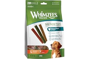 WHIMZEES – Snacks Dentales Naturales sin Cereales - para Perros Grandes – Palitos Masticables – Mejora la Higiene Bucal – 7 Unidades