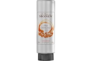 MONIN Premium Salted Caramel Sauce 500ml for Frappes, Desserts, Cocktails, Hot Chocolates and Garnishes. Vegetarian, Nut-Free, Gluten-Free. 100% Natural Flavour. Squeezy Bottle for Easy Use
