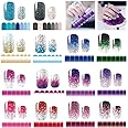 14 Sheets Nail Stickers Glitter Gradient Color Shine Full Wraps Polish Stickers Strips Self-Ashesive Nail Art Sets for Women Girls