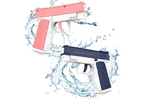 JUNMALLKO Pistolet a Eau, 2 Pièces Pistolets à Eau pour Enfant, Puissant Pistolet à Eau avec Longue Portée 10 Mètres aux Jeux d'eau d'été pour Enfants pour la Piscine Extérieure et la Plage (Rose Bleu)