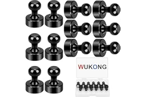 ‎WUKONG Wukong 12×16mm Neodym Magnete Extra Stark, 12 Stück Schwarz Kegelmagnete Stark, Pinnwand Magnete für Magnettafel, Kühlschrank und Whiteboard