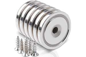 MAGXCENE 6 pezzi Potente Magnete 36x7mm, Magneti Neodimio Forza 45 KG Magnete al Neodimio con foro e Capsula con Svasato e con viti，Calamita Magneti Per Industria e Scienza