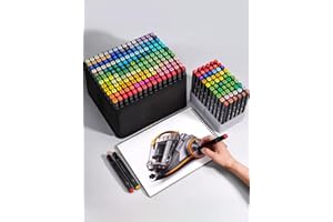 TOUCH SKETC Professional 204 Color Marker Set – Dual Tips brush & Chisel Alcohol-Based Art Pens for Artists, Kids, Students, Adult Coloring & Manga Drawing ıllustration,fashion,art for begginer and professional