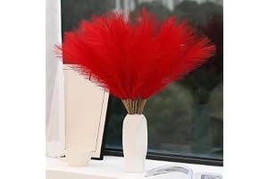 VIDSTW 30 STK 55 cm Pampasgräs Deko Torkade Blommor Konstblommor (Röd) | Pampasgräs de dekoration vardagsrum torkade blommor fluffig fuskpäls boho för att dekorera sovrum vardagsrum bröllop