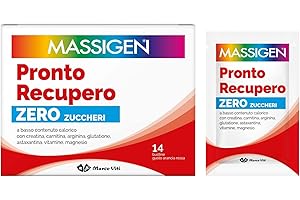 MASSIGEN - Pronto Recupero Zero Zuccheri, Integratore Tonico Energetico con Carnitina, Perfetto per il Recupero Muscolare, Creatina e Arginina, 14 Bustine da 6 g