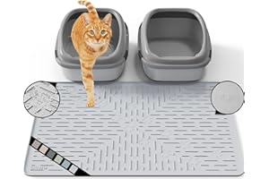 OHMO Tapis Litiere Chat en Silicone Caoutchouc(80 * 60cm), Facile à Nettoyer, Imperméable et Antidérapant, Tapis pour bac a Litiere Chat