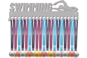 CREATCABIN Porta Medaglie da Nuoto Porta Medaglie Sportive Espositore Premio Porta Medaglie in Metallo Montato A Parete per Atleti Runner Calcio Ginnastica Maratona 20 Pezzi Ganci 15.7 x 4.6 Pollici