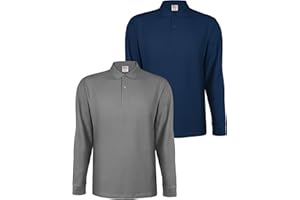 ALPIDEX Set da 2 Polo Uomo Manica Lunga Cotone Maglietta Classico Casual Tinta Unita S M L XL XXL 3XL 4XL 5XL