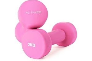 KG PHYSIO Pesi Palestra, Kit di 2 Manubri Palestra con Rivestimento in Neoprene, Impugnatura Confortevole, Accessori Palestra con Tecnologia Anti Rotolamento, Poster A3 con Esempi di Esercizi Fitness