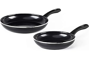 GreenChef Diamond Ensemble de Poêles à Frire Antiadhésives en Céramique Saine de 20cm & 28cm, Cadeau Fête des Mères, Sans PFAS, Induction, Peut aller au four jusqu'à 160˚C, Lave-Vaisselle, Noir