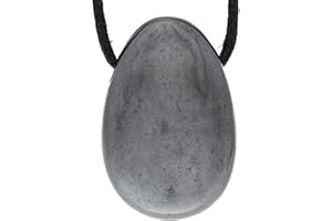 Lebensquelle Plus Tropfen Anhänger mit Baumwollband + Edelsteinkarte | Set-Angebot Echter Edelsteinanhänger | Gebohrter Trommelstein Tropfenanhänger