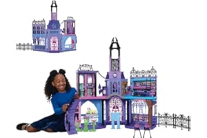 Monster High Casa de muñecas Haunted High School con 7 áreas de juego y muebles, +35 accesorios, 2 plantas y capacidad para 3 muñecas, juguete +4 años (HLP88), Violeta