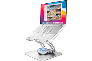 tounee Supporto Laptop Regolabile Girevole, 360° Supporto PC Portatile Brevettato Pieghevole per Lavoro Collaborativo, Laptop Stand Compatibile con MacBook Pro/Air, Notebook 10-17" -Argent