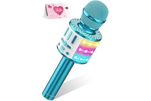 MicQutr LED Drahtloses Bluetooth Mikrofon zum Singen, Spielzeug Kinder, Heim KTV Karaoke Maschine, Tragbares KTV Lautsprecher Recorder für Android/iPhone/iPad/PC
