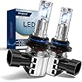 Sinoparcel HIR2 9012 LED Headlight Bulb with Cooling Fan, 20000LM 6500K Cool White High and Low Beam Super Bright Halogen Replacement, IP67, Pack of 2