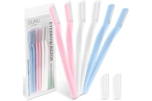 DUAIU - Rasoio per sopracciglia e dermaplaning, 6 pezzi, lame per rimozione dei peli del viso, strumento esfoliante per peli di pesca