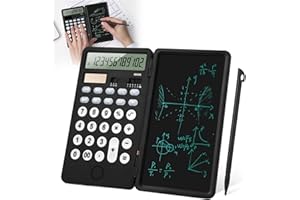 Calculadora con Tableta para Escribir, Bestcool calculadora de sobremesa Plegable de Doble Potencia Pantalla LCD de 12 dígitos calculadora básica de Bolsillo para Estudiantes Oficina (Negro)