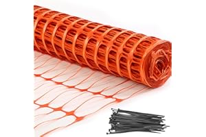 FOCEFEC Garden Fence, 1x50m Reusable Temporary Fencing Plastic Roll with 100pcs Zip Ties, Heavy Duty Snow Fence for Deer, Poultry, Dog Proof Fence, Above Ground Barrier, Orange
