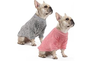 Viiotu 2 Pack Small Dog Hoodie Sweatshirt - Elastic Warm Knit Dog Jumper, Jacket & Clothes, Soft Breathable Winter Dog Costume, Machine Washable for Chihuahua, Pug, Yorkie