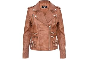 Infinity Leather Chaqueta Motera Retro 100% Cuero Napa Para Mujer