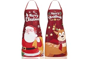 Meng Jiaran Funny Christmas Aprons for Women Men,Adjustable Cooking Chef Aprons,Cartoon Waterproof Apron for Xmas Party, Cooking
