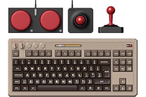 8Bitdo Retro Mechanical Keyboard, Bluetooth/2.4G/USB-C Hot Swappable Gaming Keyboard with 87 Keys, Dual Super Buttons and Super Stick for Windows and Android - ISO UK Layout - C64 Edition