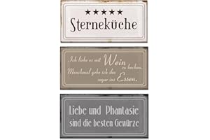 levandeo 3 blaszane tabliczki w zestawie szer. x wys. 18,5 x 9 cm, metalowe tabliczki, 5 gwiazdek, zestaw 3 sztuk, vintage, shabby chic