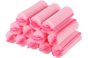 PAEFIU Lot de 12 bigoudis en mousse doux - Pour femmes et filles - Coiffure (20 mm, rose)