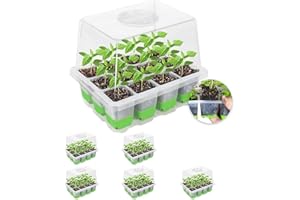 MIXC Zimmergewächshaus Anzuchtkasten,Wiederverwendbar Anzuchtplatte,6 Stück 72 Zellen Mini Gewächshaus Klein Anzuchtset mit Erhöhten Deckel Pflanzen Anzucht für Sämlinge,Grün