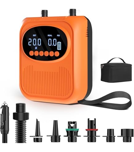 Pompe électrique Seawolf 20 PSI Pour SUP & Gonflables - Double Piston, Charge Rapide, Arrêt Auto - 12V Voiture