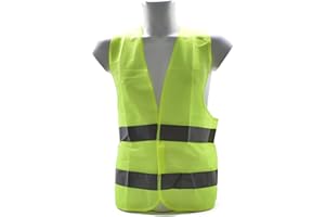 takestop® Giubbotto Gilet YF Giallo Universale di Emergenza AD Alta VISIBILITA' Catarifrangente Riflettente Giubbino Auto Moto Bici Runnig Sicurezza