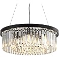 AHXIAOZN Modern Crystal Chandelier,Living Room Crystal Lamp,Modern Crystal Ceiling Light,60CM Round Crystal Hanging Lamp Chandelier,for Hallway Balcony Kitchen Bedroom Decorative