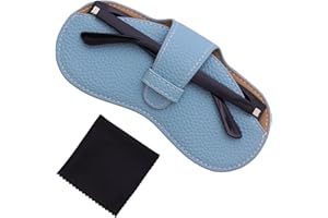 DASHUAIGE Leather Glasses Case, Slim Glasses Case with Cleaning Cloth, Portable Sunglasses Pouch Soft Spectacle Cases Anti-Scratch Soft Eyeglasses Cover Holder