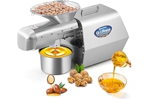 Moongiantgo 1800w Estrattore Di Olio Intelligente, Acciaio Inox, Freddo/Caldo Con Controllo Della Temperatura, Asta Prolungata, Basso Rumore per Arachidi, Noci, Sesamo(Nessuna Oliva), 13-19 Libbre/Ora
