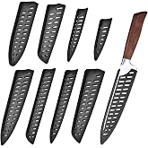 8 Pieces Kitchen Knife Protector Cover Multi-Size Knives | Black with Perforated Design, Plastic Protectors