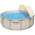 Bestway Pool Set Power Steel Round Pool Set With Canopy, 5614V, 13 x 42 inches/3.96m x 1.07m
