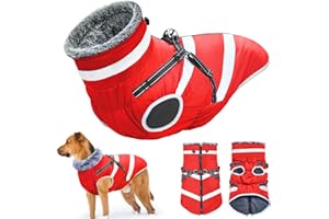 Oslueidy Imperméable à l'eau Chien Manteau, Hiver Chaud Chien Veste réfléchissant vêtements pour Animaux de Compagnie Chien Temps Froid Manteau Confortable Snow Suit Veste Gilet (Rouge, 3XL)