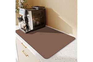 RUNUP Abtropfmatte Geschirr, Super Saugfähige Kaffeematte 40*60 cm, Abtropfmatte Spüle Mit Rutschfester Gummirückseite, Selbsttrocknende Matte Für Geschirrständer Und Kaffeebar (Braun, 40*60 cm)