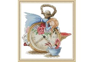 Kit de bordado de punto de cruz para adultos y niños, gatos de WOWDECOR animales de Navidad perros divertidos 11 quilates con sello DMC costura fácil principiantes Alicia