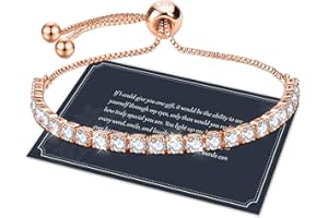 J.Fée Cadeau Femme Bracelet Argent S925 Bracelet Femme Argent 5A Cubique Zirconium Bracelet Réglable Cristal Bracelet Tennis Bijoux Femme Cadeau Anniversaire Femme Cadeau Noel Cadeau Noel Femme