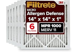 Filtrete 14x14x1, AC Furnace Air Filter, MPR 1000, Micro Allergen Defense, 6-Pack (Exact Dimensions 13.81 x 13.81 x 0.81)